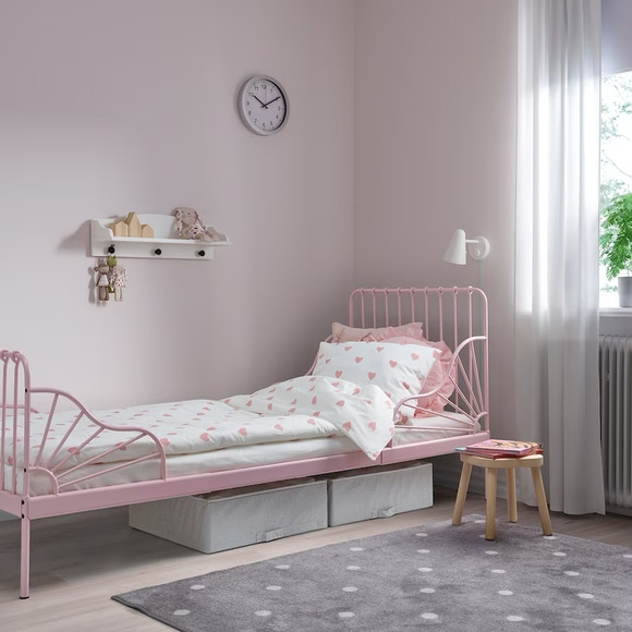 IKEA BARNDRÖM BARNDROM Duvet Cover & Pillowcase, Heart Pattern White/Pink, Twin - Picture 5 of 6